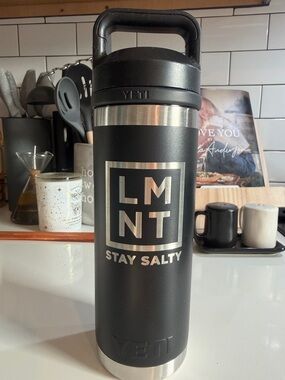 Yeti Black LMNT Stainless Steel Bottle with Silver LMNT Stay Salty Graphic